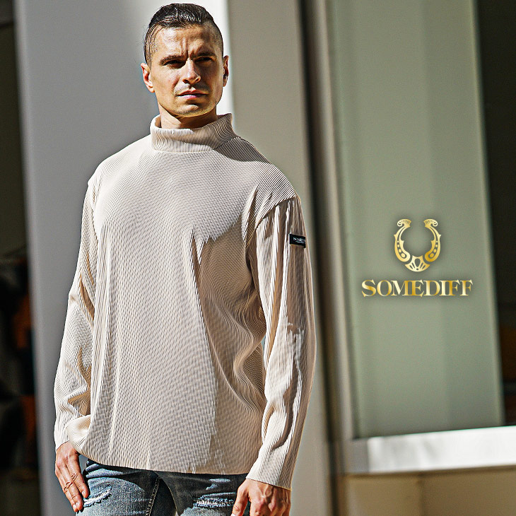 モックネックプリーツカットソー