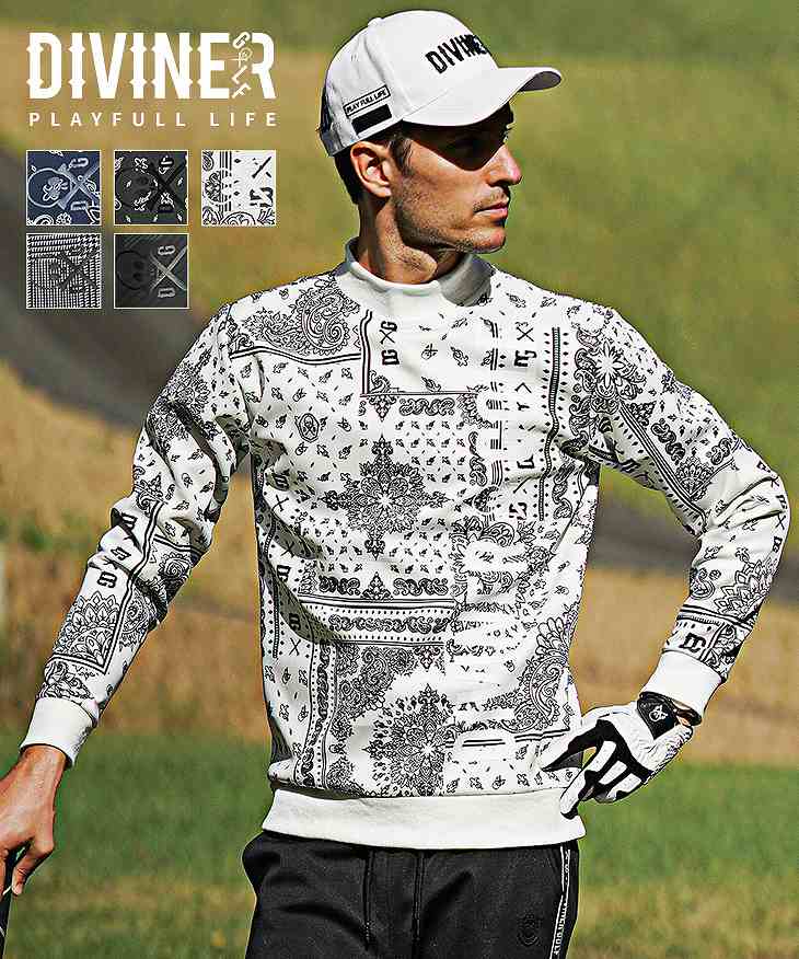 【DIVINER GOLF】総柄ストレッチトレーナー