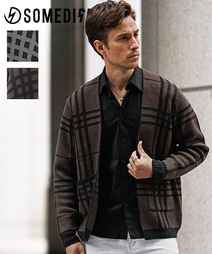 格子アクリルカーディガン