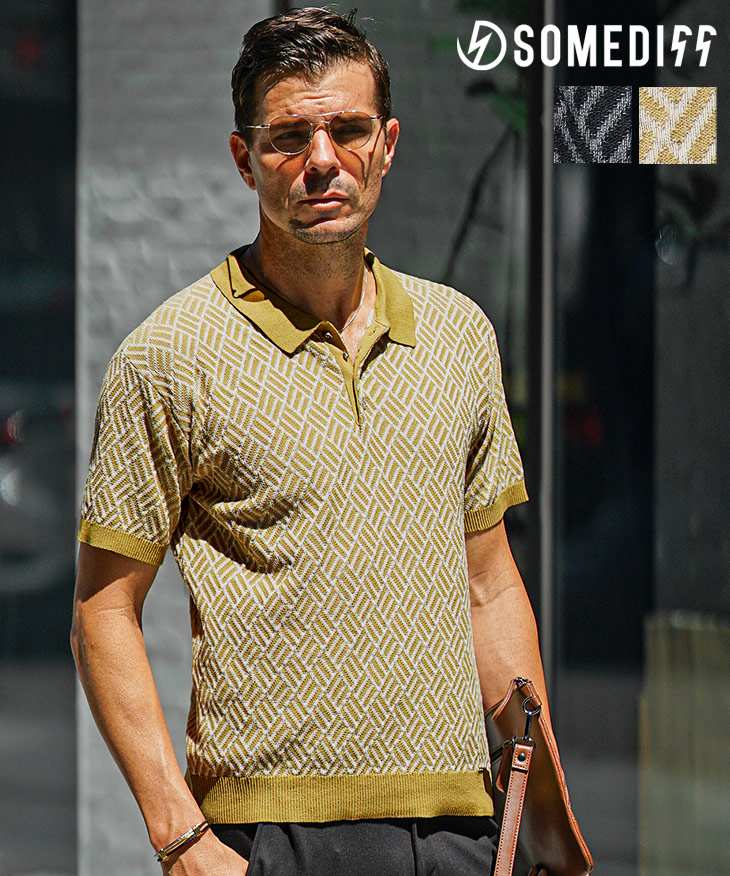 変わり編みサマーニットポロシャツ