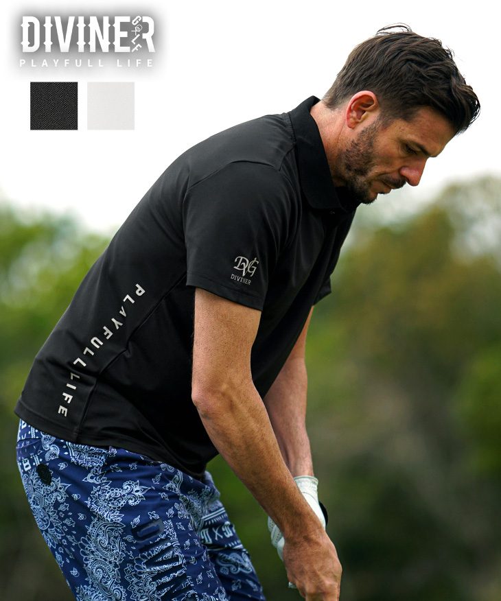 サイドプリント半袖ポロシャツ