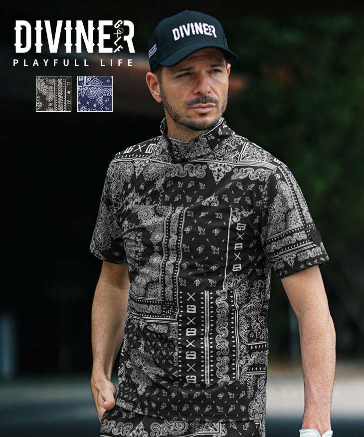 ペイズリー柄モックネックＴシャツ