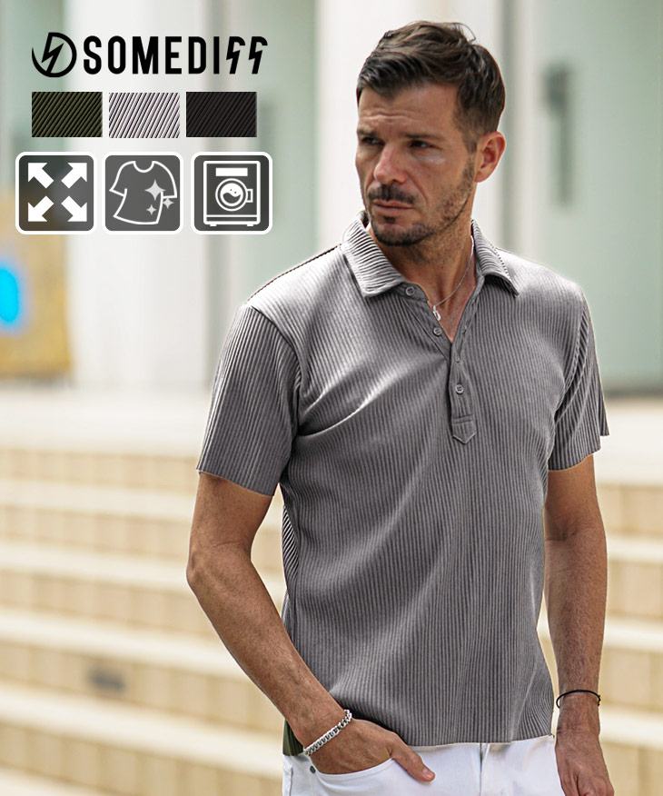  プリーツポロシャツ