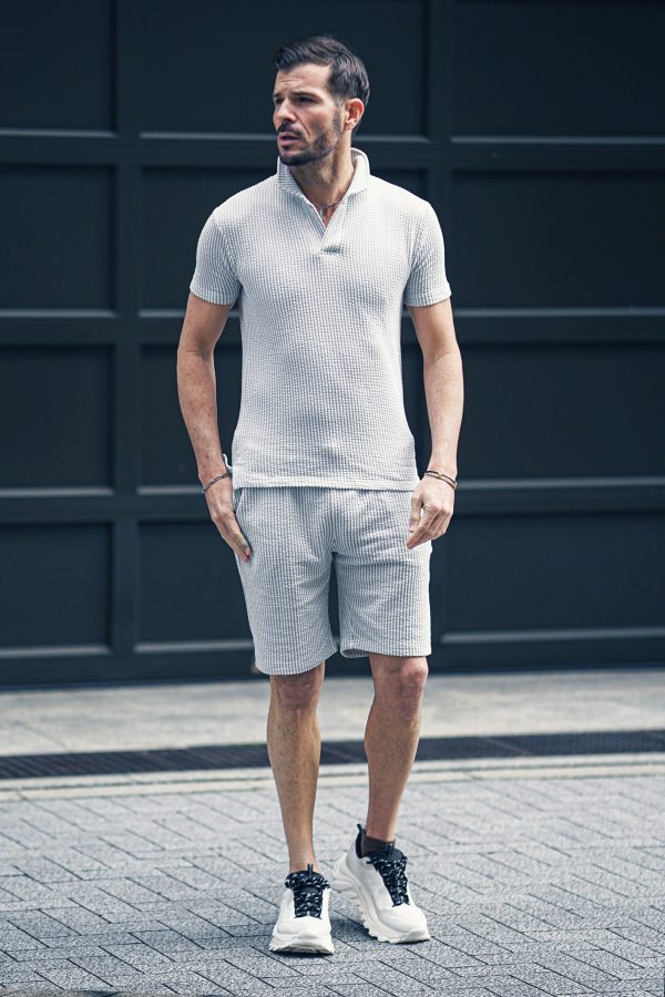 シアサッカーポロセットアップ\ホワイトグレー_main