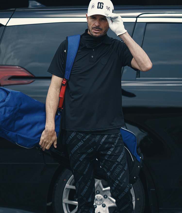 袖プリントラグランポロシャツ_コーデ2