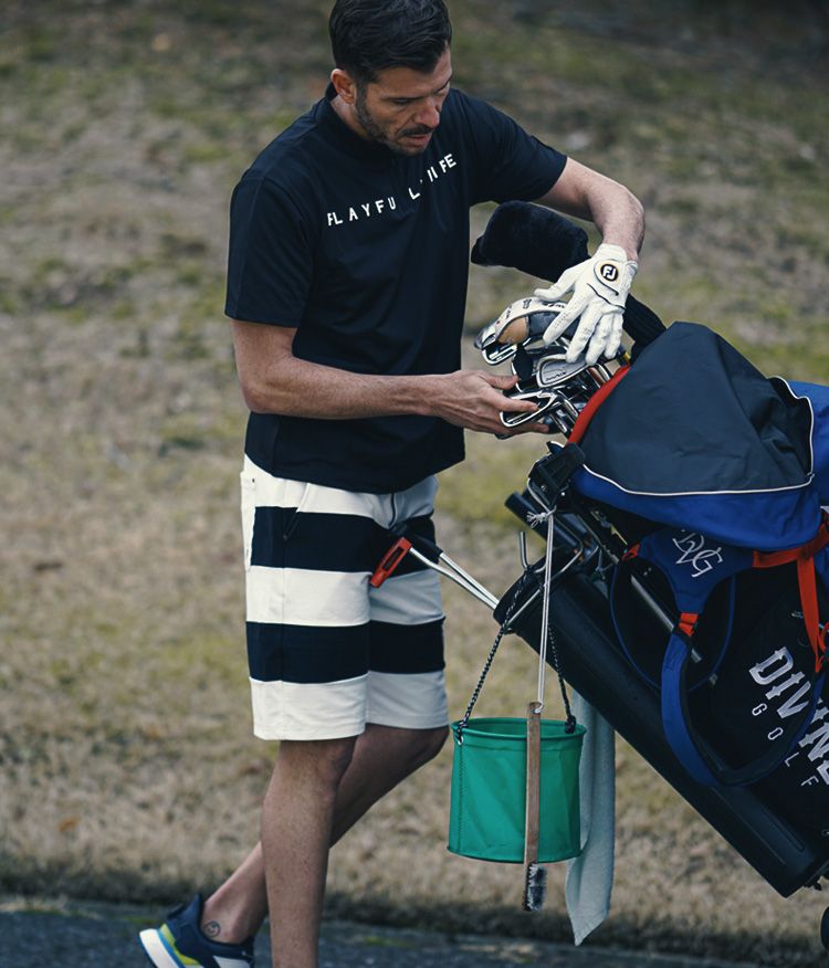 ハーフZIP半袖モックネック_コーデ2