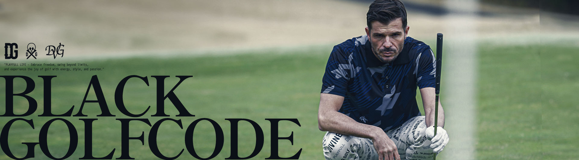 洗練と存在感。その両方を“黒”で叶える2025SSDIVINERGOLF_ゴルフウェアメインビジュアル