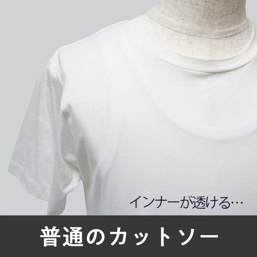 薄手Tシャツでインナーが透けて見える例