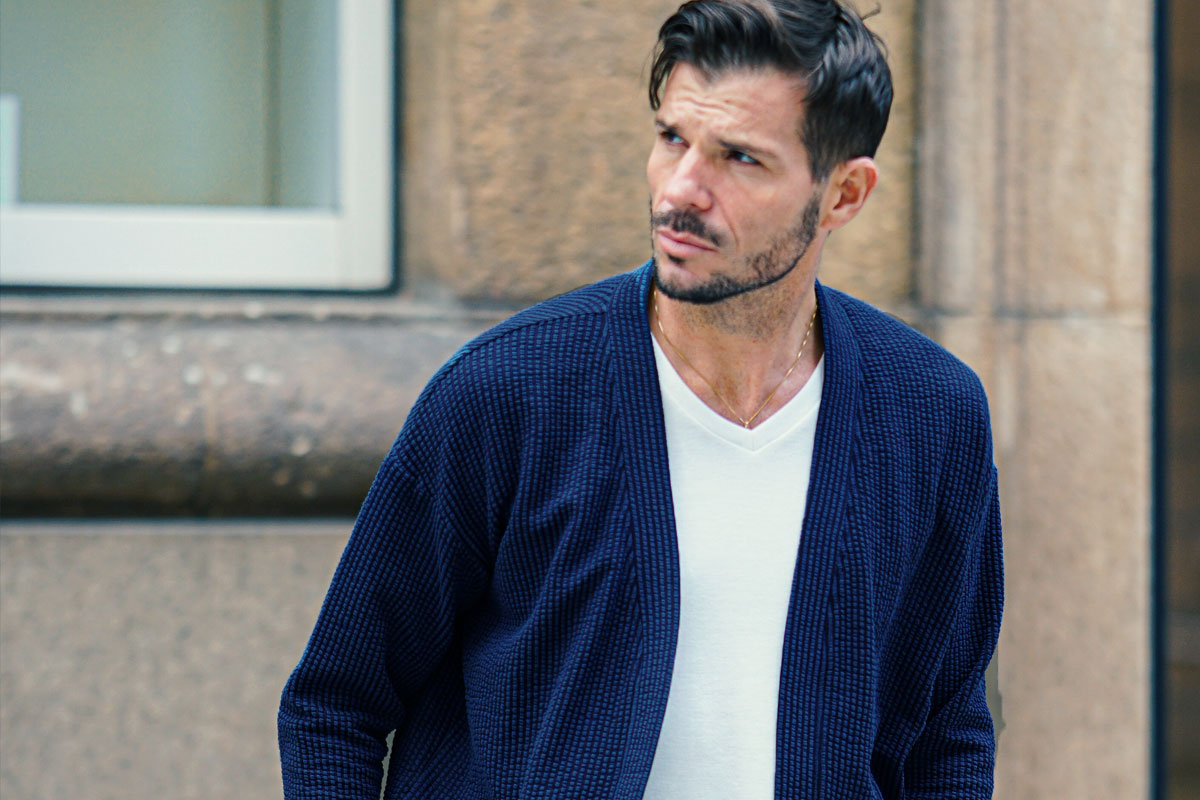 シアサッカーカーディガンアップ