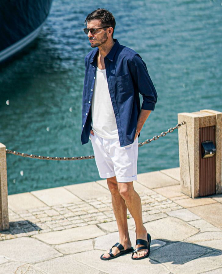 綿麻シャツコーデ