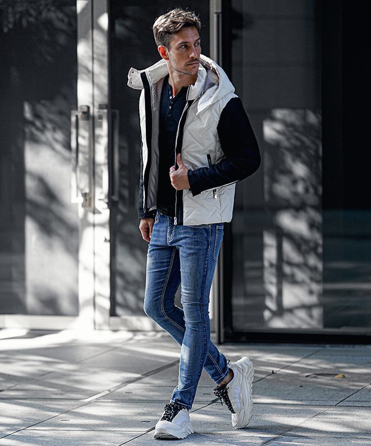 シームレス切替フードブルゾン コーデ2