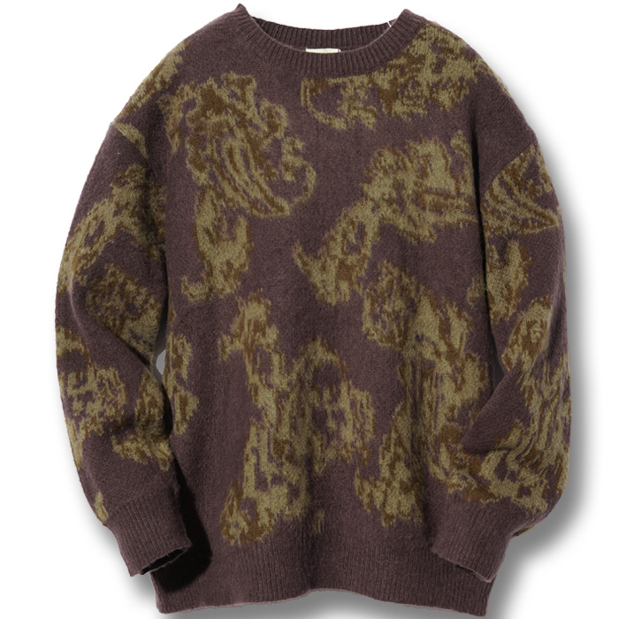 ボルドー ペイズリー柄