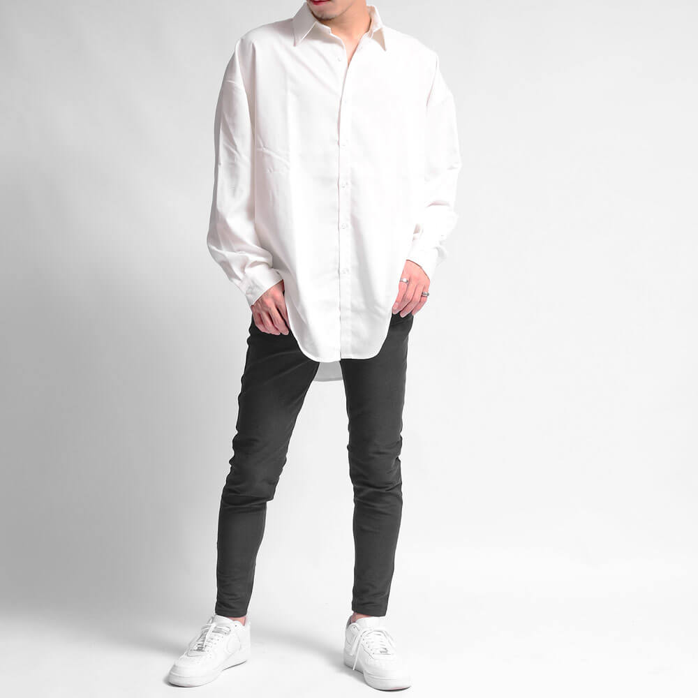 オーバーサイズシャツ(ホワイト)コーデ1