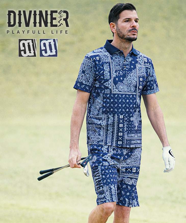 ペイズリー柄ポロシャツセットアップ