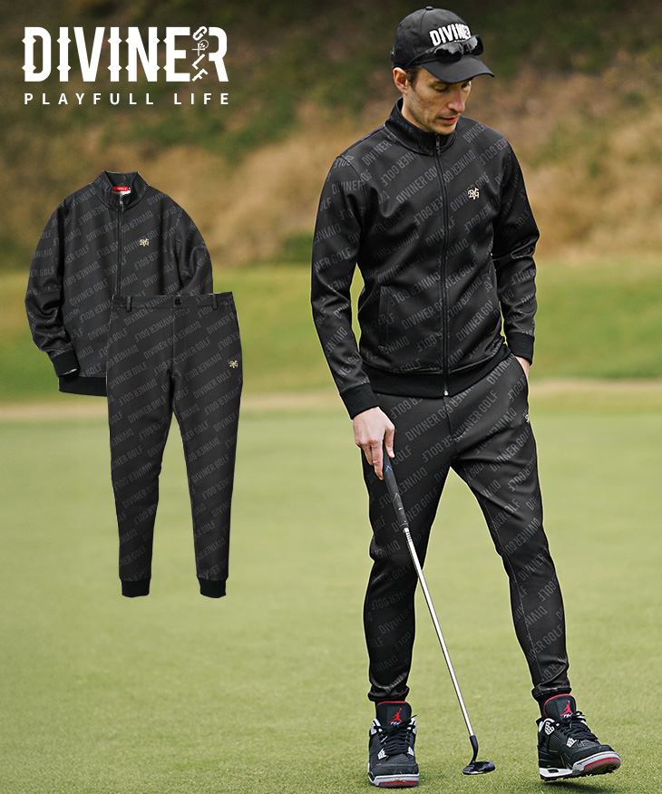 【DIVINER GOLF】ポンチ総柄ロゴスタンドジャケットセットアップ
