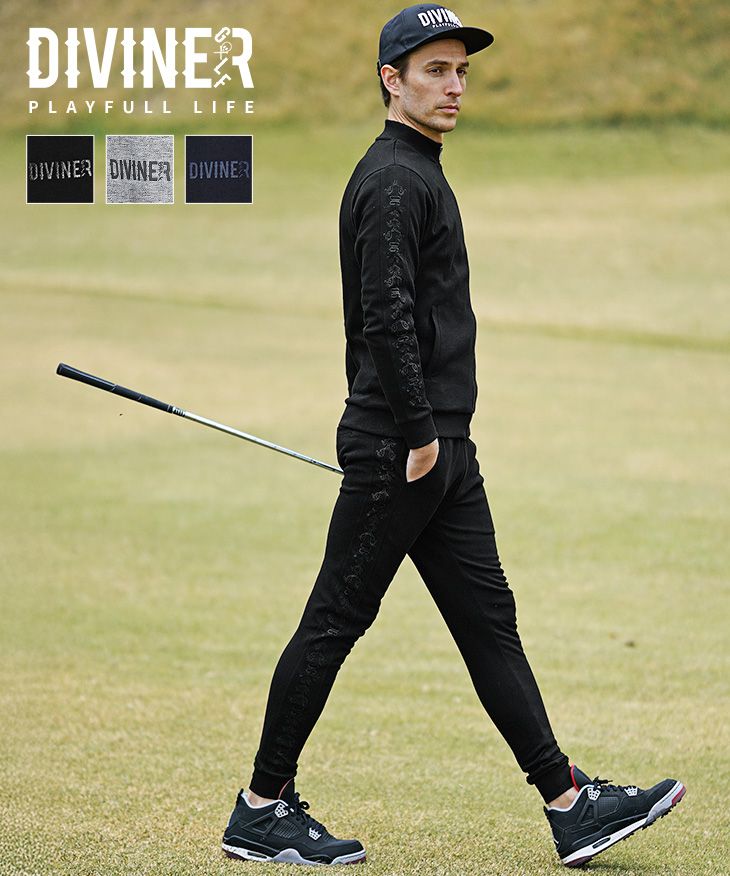 【DIVINER GOLF】スムース袖刺繍スタンドジャケットセットアップ
