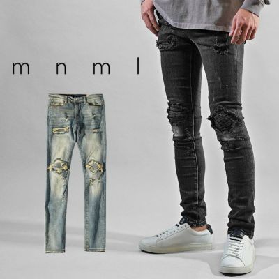 バイカースキニーデニムパンツ mnml