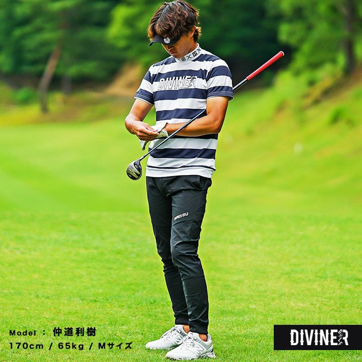 ボーダーモックネック半袖カットソー DIVINER GOLF トップス ｜【公式