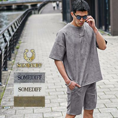 スウェードTシャツセットアップ SOMEDIFF ショーツ ハーフパンツ