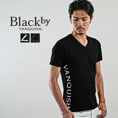 ロゴプリントVネックTシャツ Black by VANQUISH トップス半袖Tシャツ