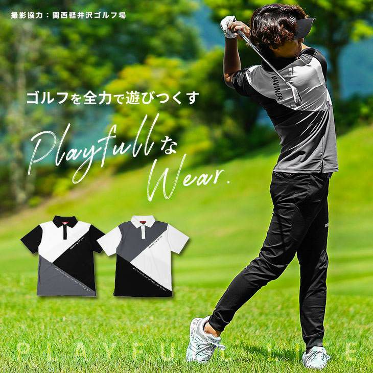 切り替えスムースポロシャツ DIVINER GOLF トップス 半袖ポロシャツ