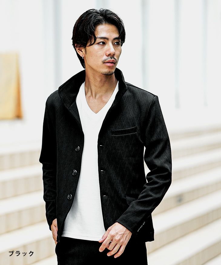 正規品ラスト一点 カポビアンコ シェブロン柄 ジャケット ブレザー メンズ ふくれシェブロン柄イタリアンカラージャケット｜【公式】joker