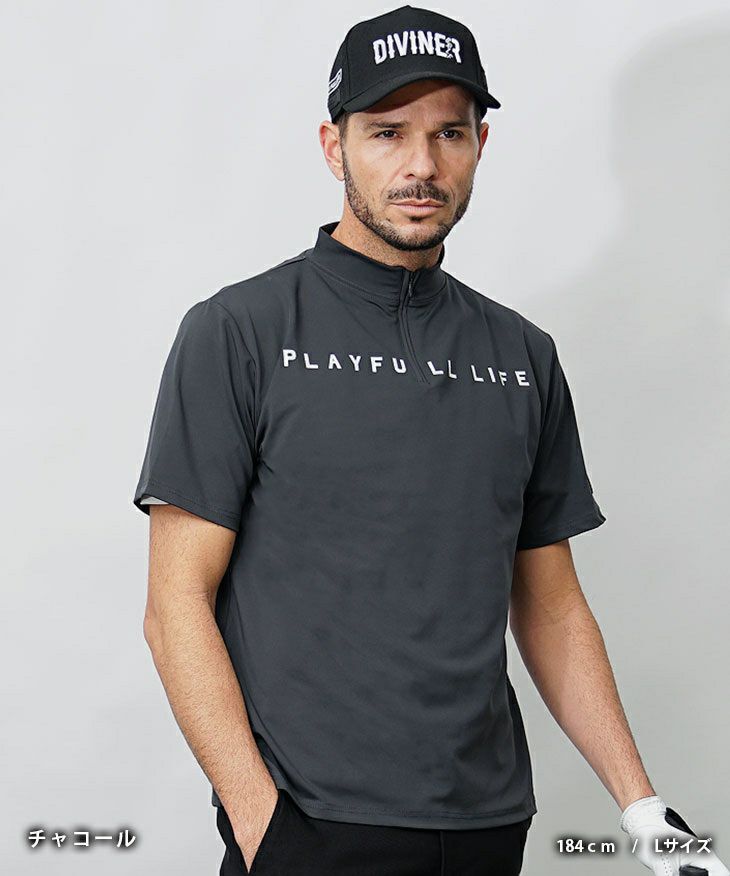 新品　CPG GOLF モックネック　半袖シャツ　カットソー　ハーフジップ　2 新品 CPG GOLF モックネック 半袖シャツ カットソー ハーフ