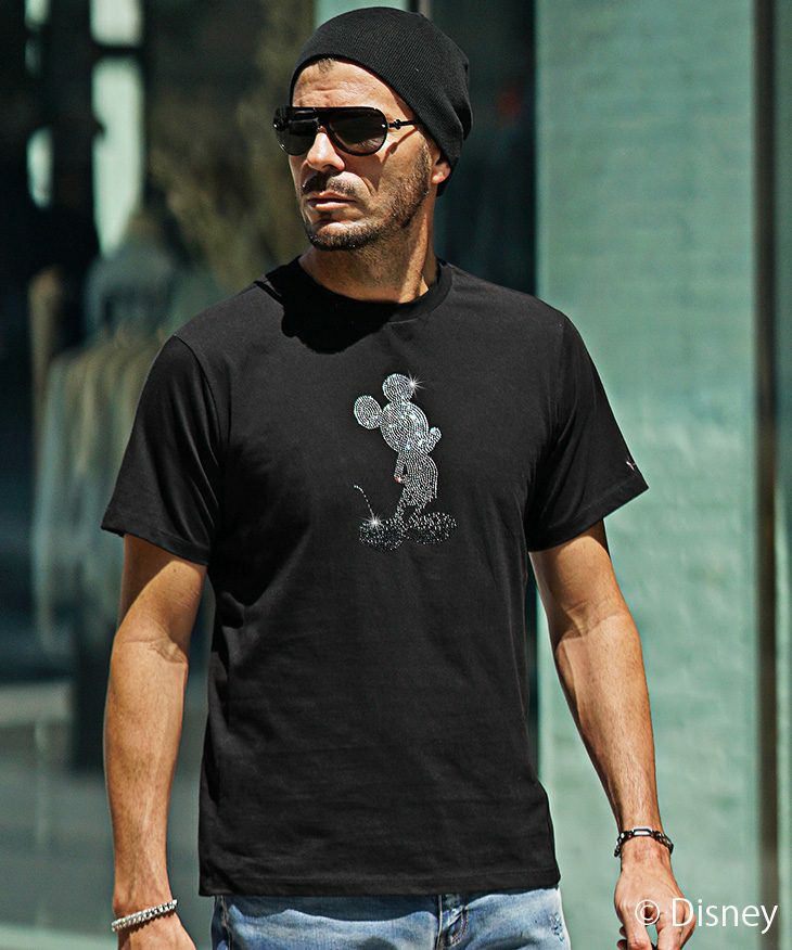 【1PIU1UGUALE3 RELAX】ミッキー ラインストーンロングTシャツ 1PIU1UGUALE3 RELAX(ウノピゥウノウグァーレトレ リラックス
